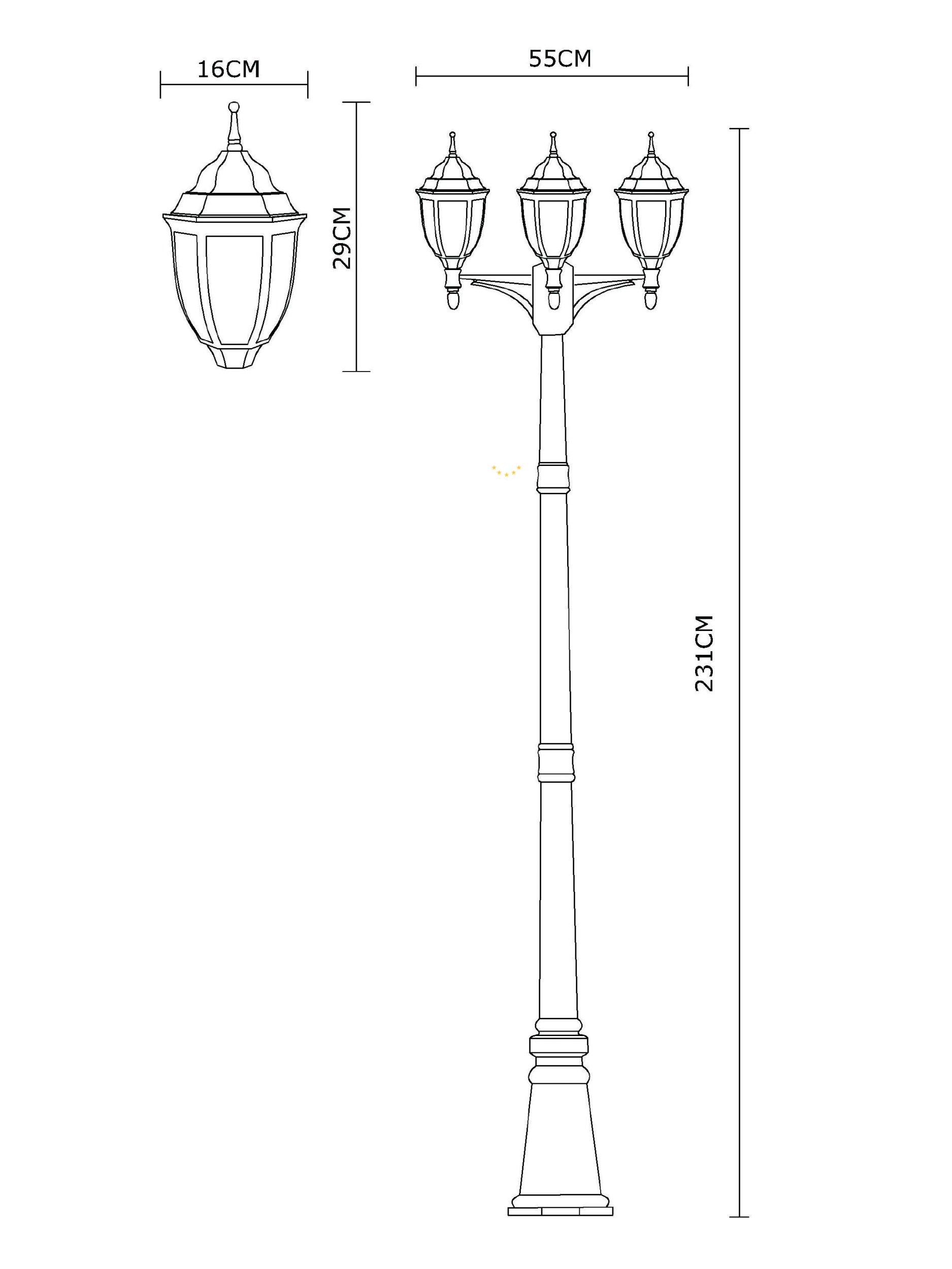 Уличный Светильник Arte Lamp Pegasus A3151PA-3BN, цвет черный - фото 5
