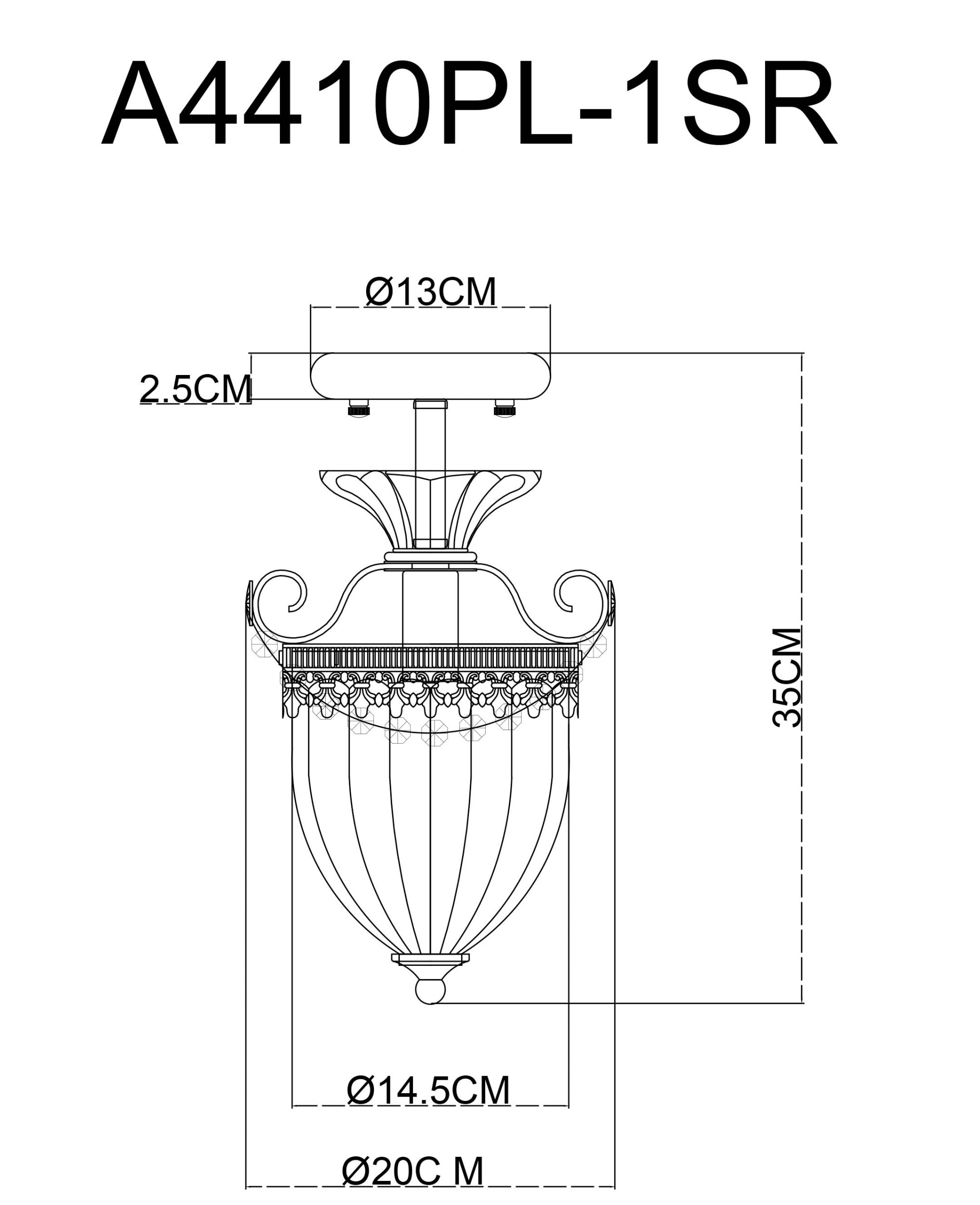 Светильник Arte Lamp SCHELENBERG A4410PL-1SR, цвет золотистый - фото 5