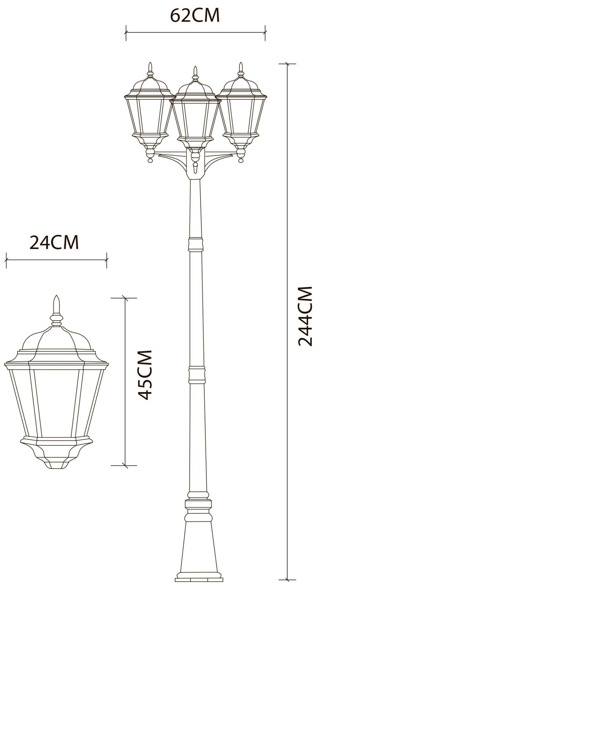 Уличный светильник Arte Lamp GENOVA A1207PA-3BN, цвет черный - фото 5