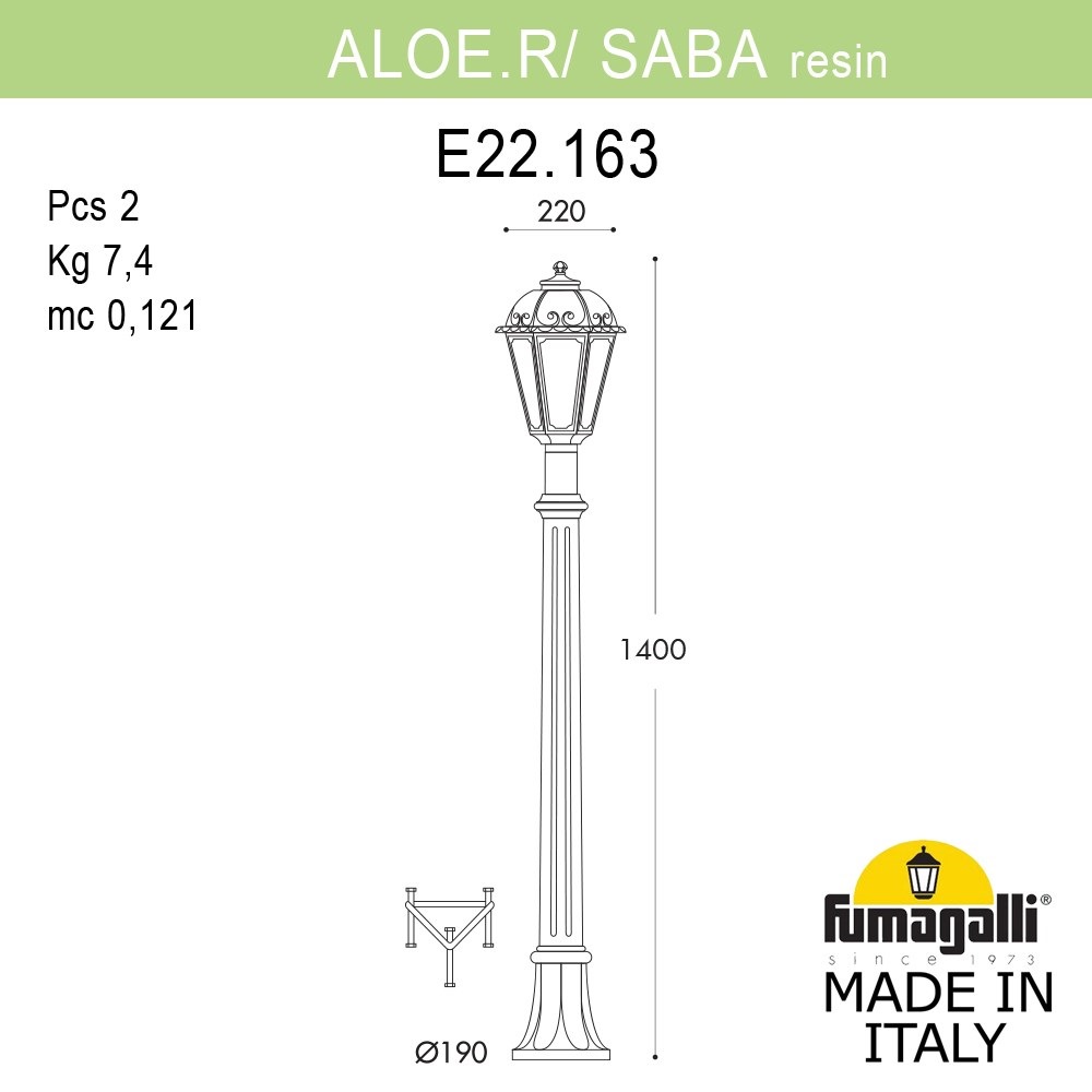 Уличный Светильник Fumagalli SABA K22.163.000.VXF1R, цвет прозрачный - фото 1