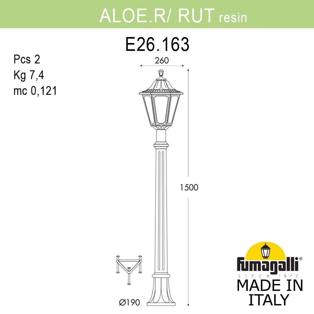 Уличный Светильник Fumagalli RUT E26.163.000.VXF1R, цвет прозрачный - фото 1