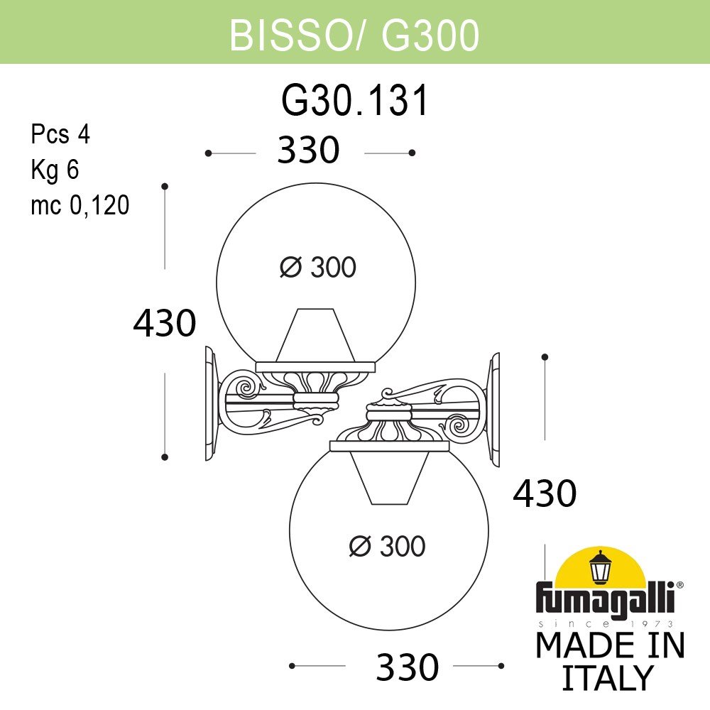 

Уличный Светильник Fumagalli GLOBE 300 G30.131.000.BXE27DN