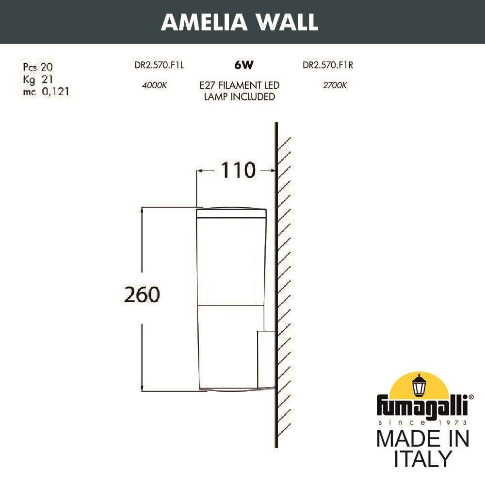 Уличный Светильник Fumagalli Amelia DR2.570.000.AYF1R, цвет бежевый - фото 2