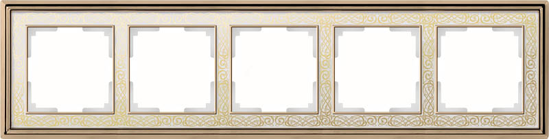 Рамка на 5 постов (золото, белый) Werkel WL77-Frame-05 4690389126130 рамка 5п werkel wl02 frame 05 никель