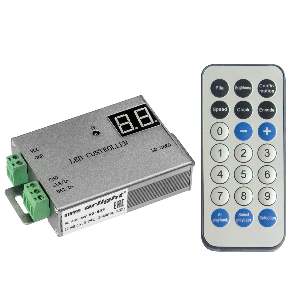 Контроллер HX-805 2048 pix 5-24V SD-карта ПДУ Arlight 016999, цвет черный - фото 1