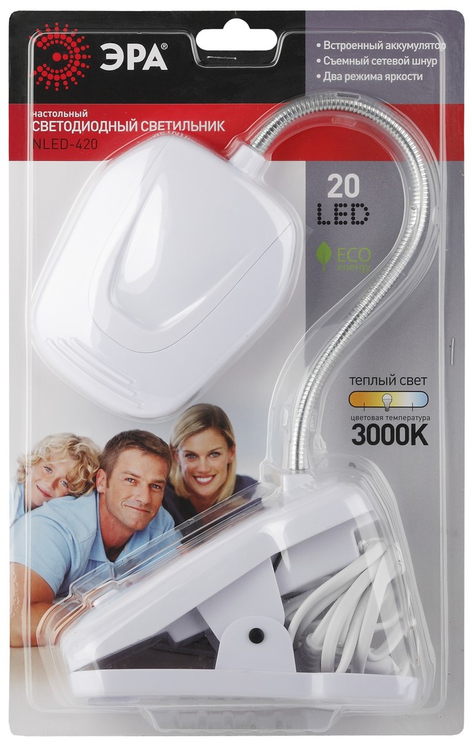Настольная лампа Эра NLED-420-1.5W-W, цвет белый - фото 2