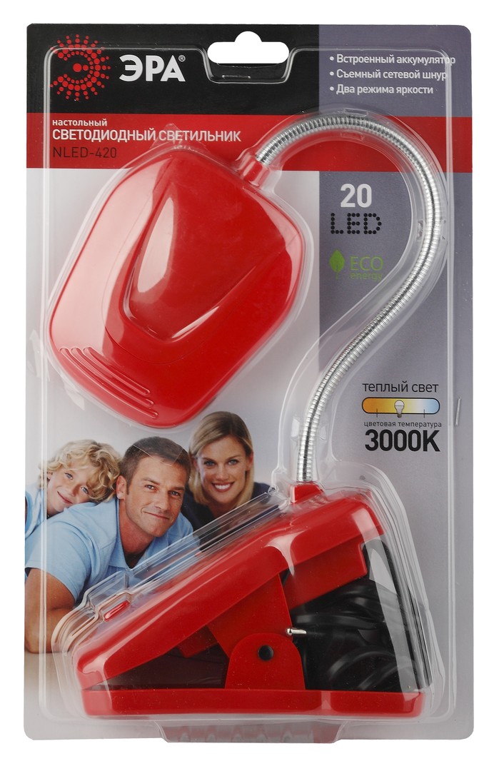 Настольная лампа Эра NLED-420-1.5W-R, цвет красный - фото 2