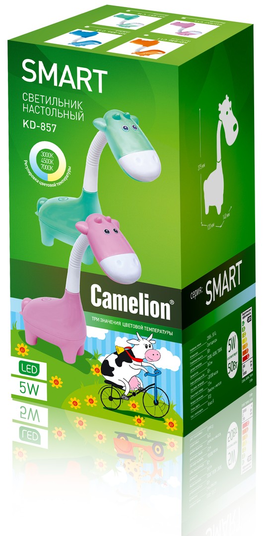 Настольная лампа Camelion KD-857  C16, цвет зеленый;белый - фото 2