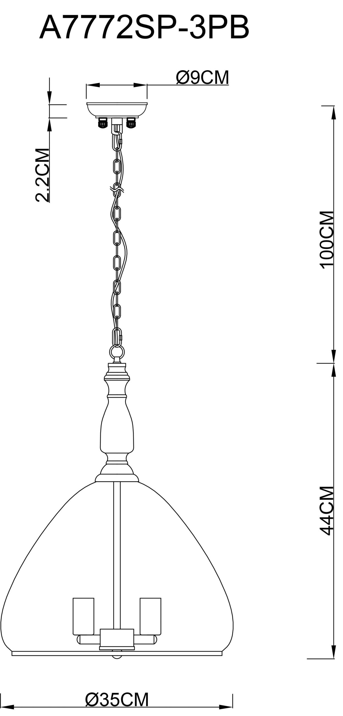 Светильник Arte Lamp BELL A7772SP-3PB, цвет серый - фото 5