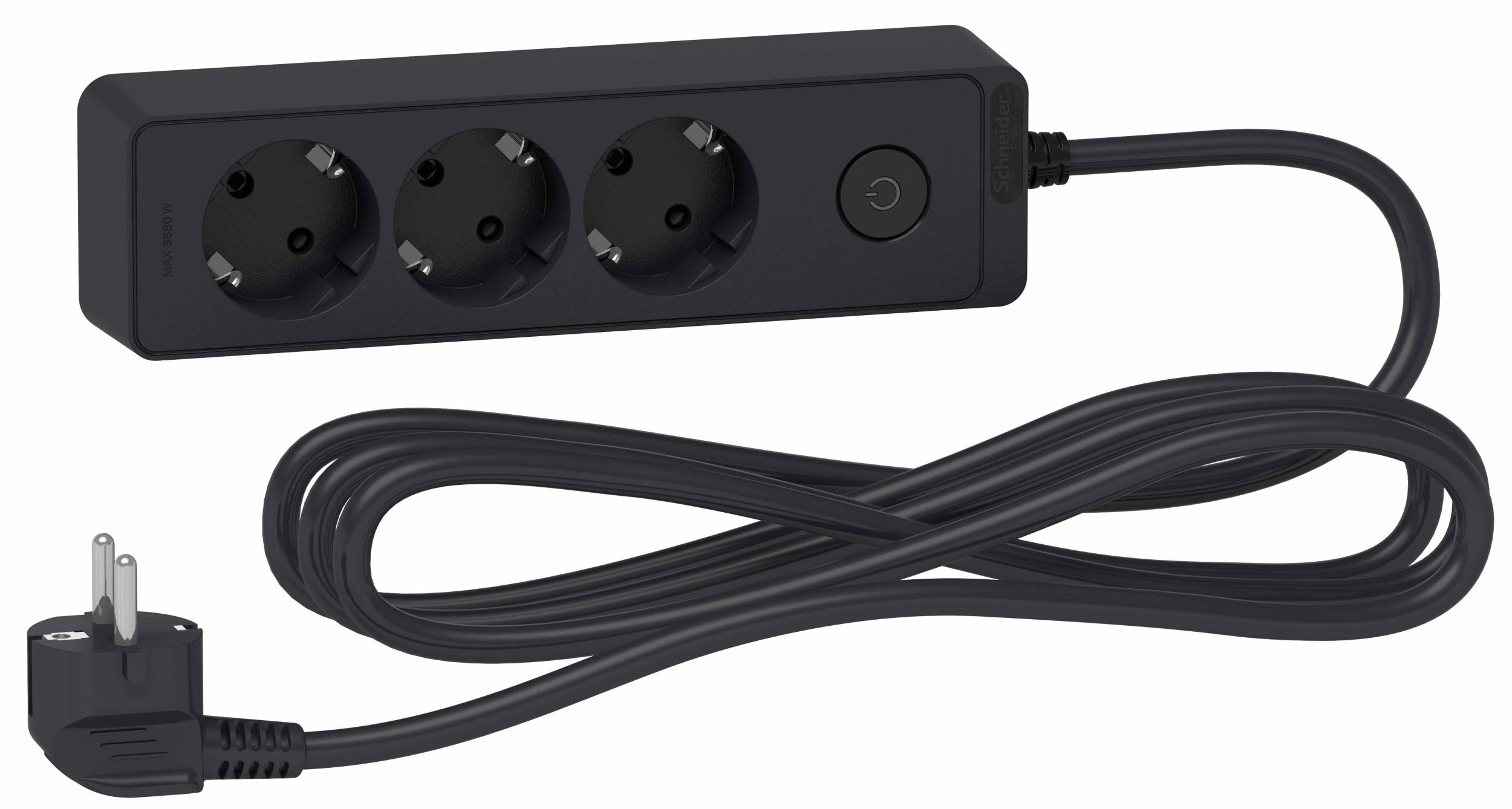 Удлинитель 3 розетки 2К+З, кабель 1,5м Schneider Electric Unica NEW ST9431B, цвет черный - фото 1