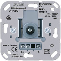 Светорегулятор поворотно-нажимной 100-1000 Вт для л/н Jung  211GDE, цвет серый - фото 1