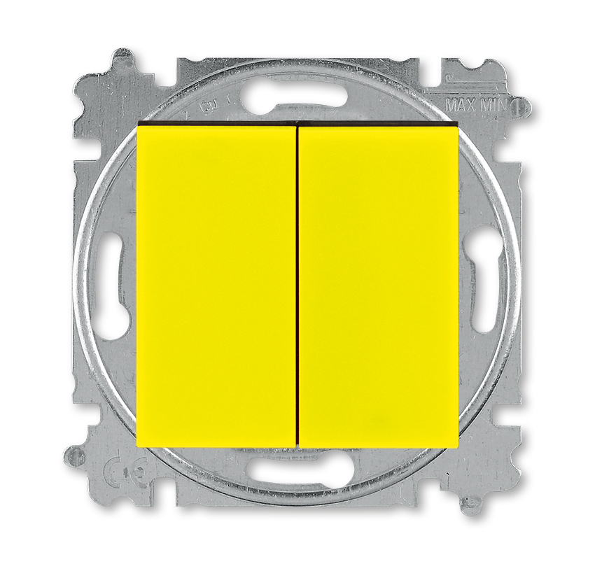 Выключатель двухклавишный ABB LEVIT 2CHH590545A6064, цвет желтый - фото 1
