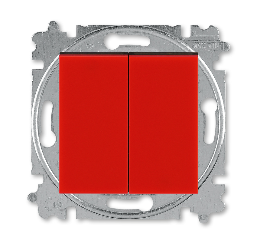 Выключатель двухклавишный ABB LEVIT 2CHH590545A6065, цвет красный - фото 1