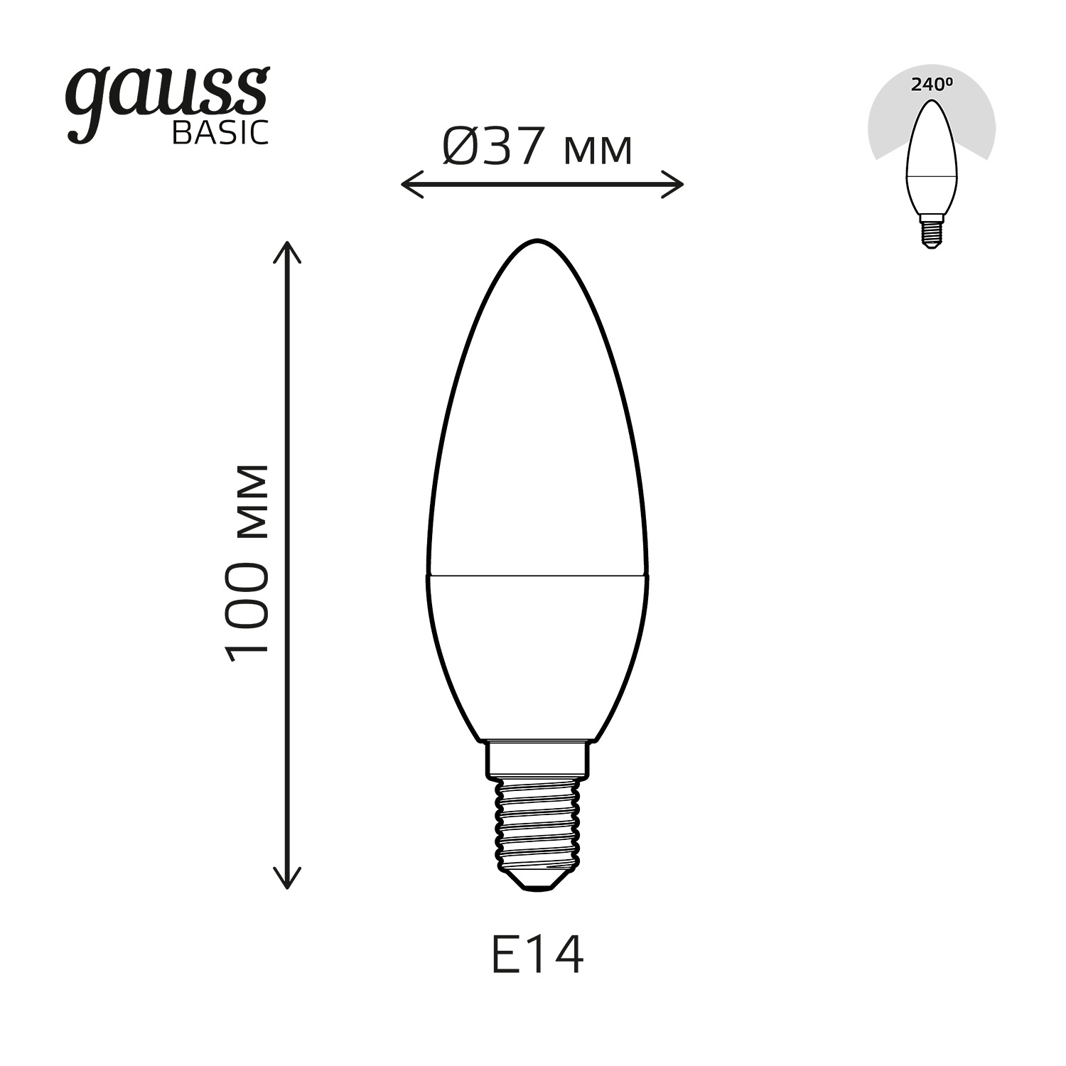 Лампочка Gauss Basic E14 1033126, цвет белый - фото 8