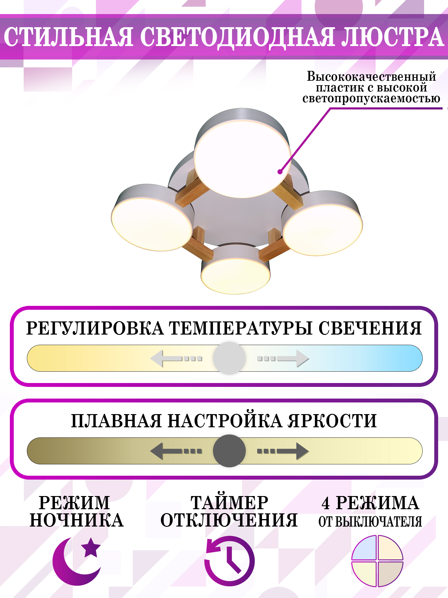 Люстра Natali Kovaltseva LED LAMPS 81325, цвет белый - фото 3