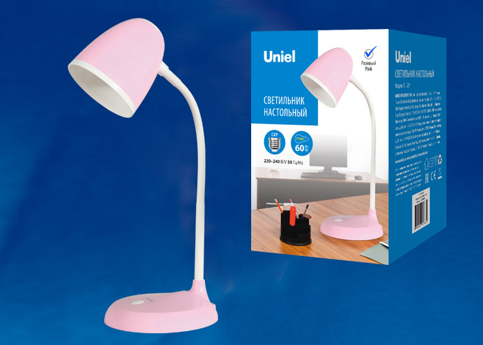 Настольная лампа Uniel UL-00003653, цвет розовый