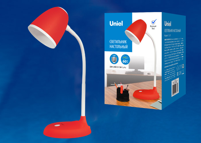 Настольная лампа Uniel UL-00003651, цвет красный