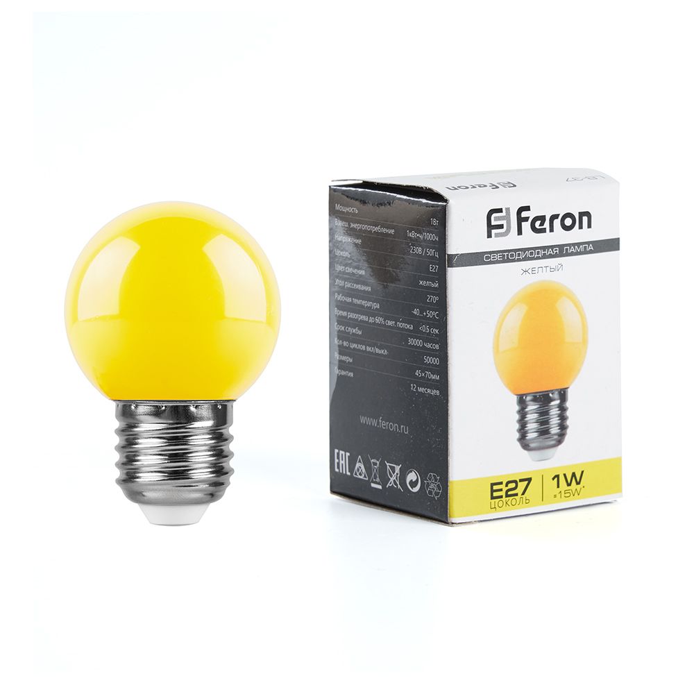 Лампочка Feron 25879, цвет желтый - фото 1