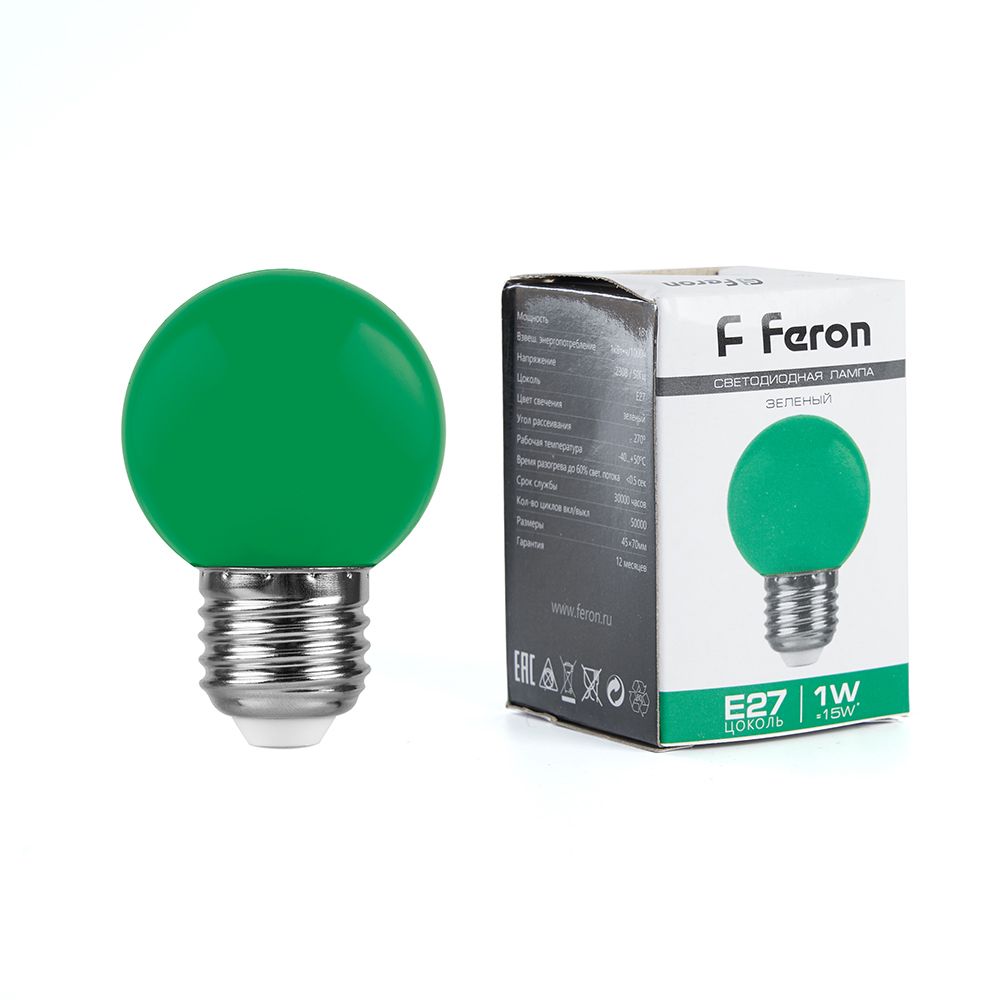 Лампочка Feron 25117, цвет зеленый - фото 1