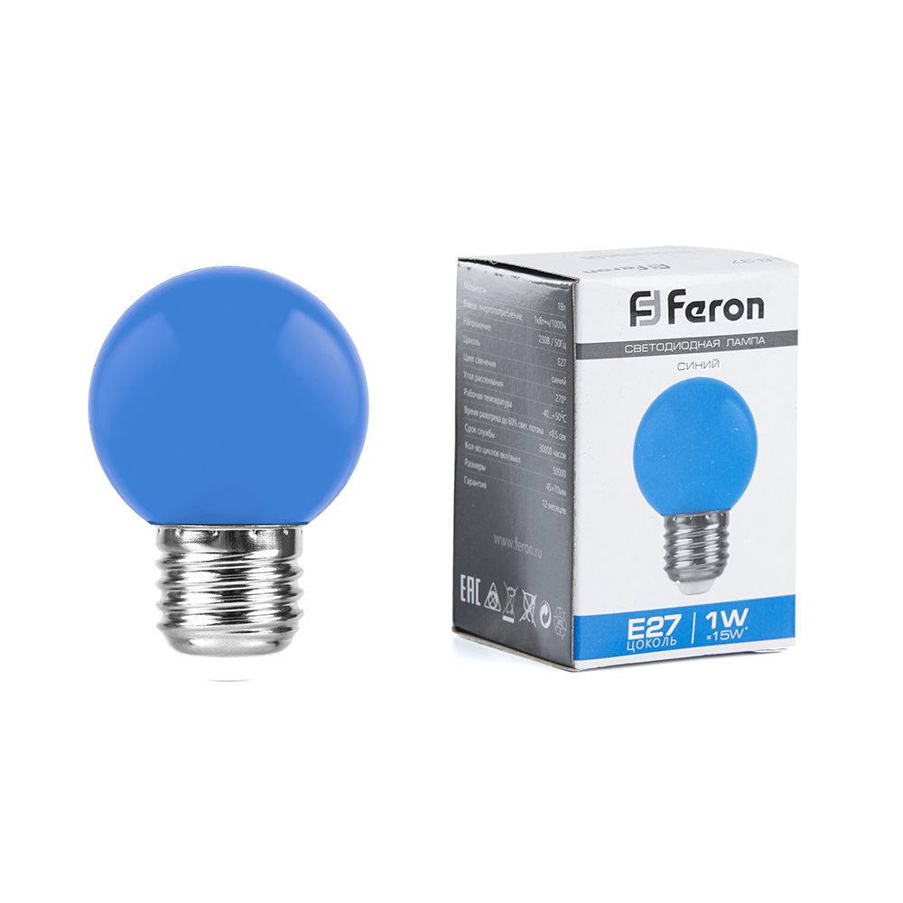 Лампочка Feron 25118, цвет синий - фото 1