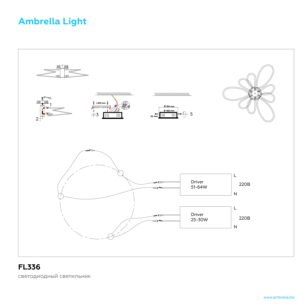 Светильник LINE Ambrella light FL336, цвет белый - фото 2