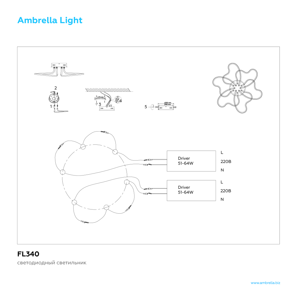 Светильник LINE Ambrella light FL340, цвет белый - фото 2
