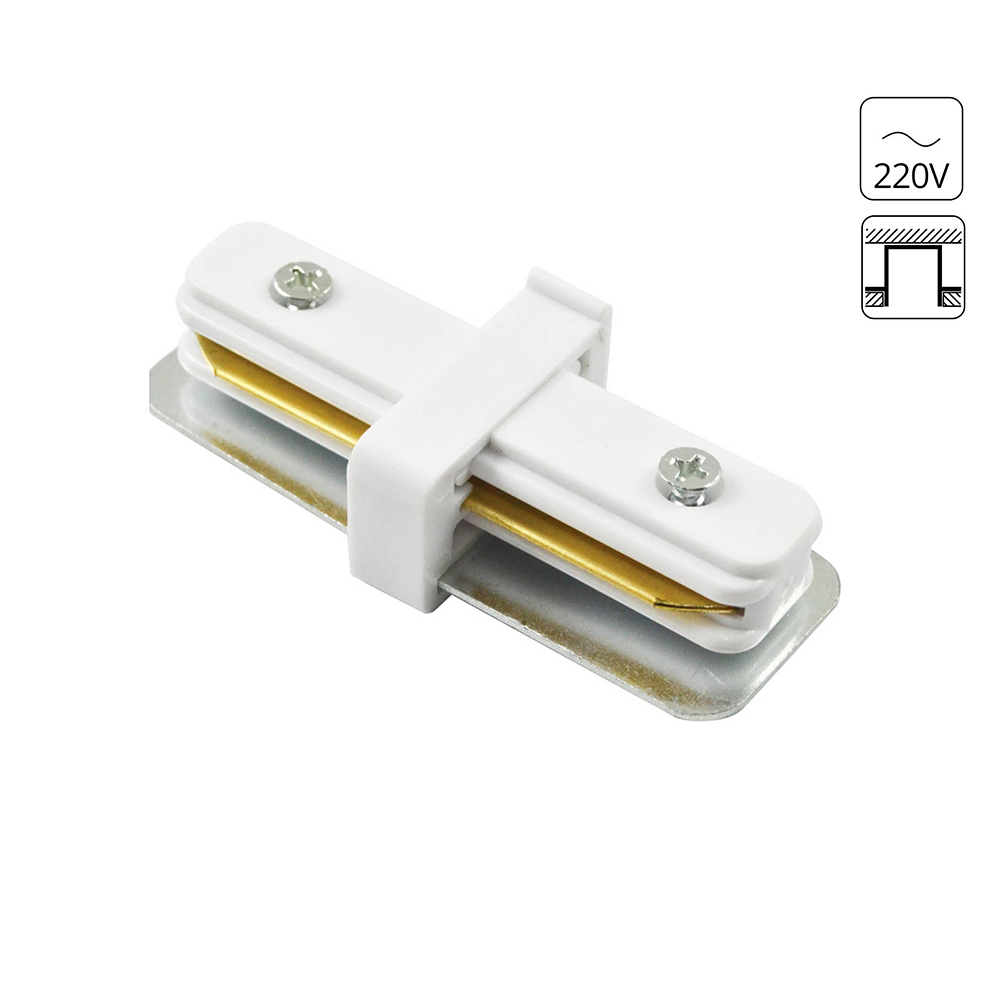 Коннектор прямой для шинопровода Arte Lamp TRACK ACCESSORIES A130233, цвет белый - фото 1