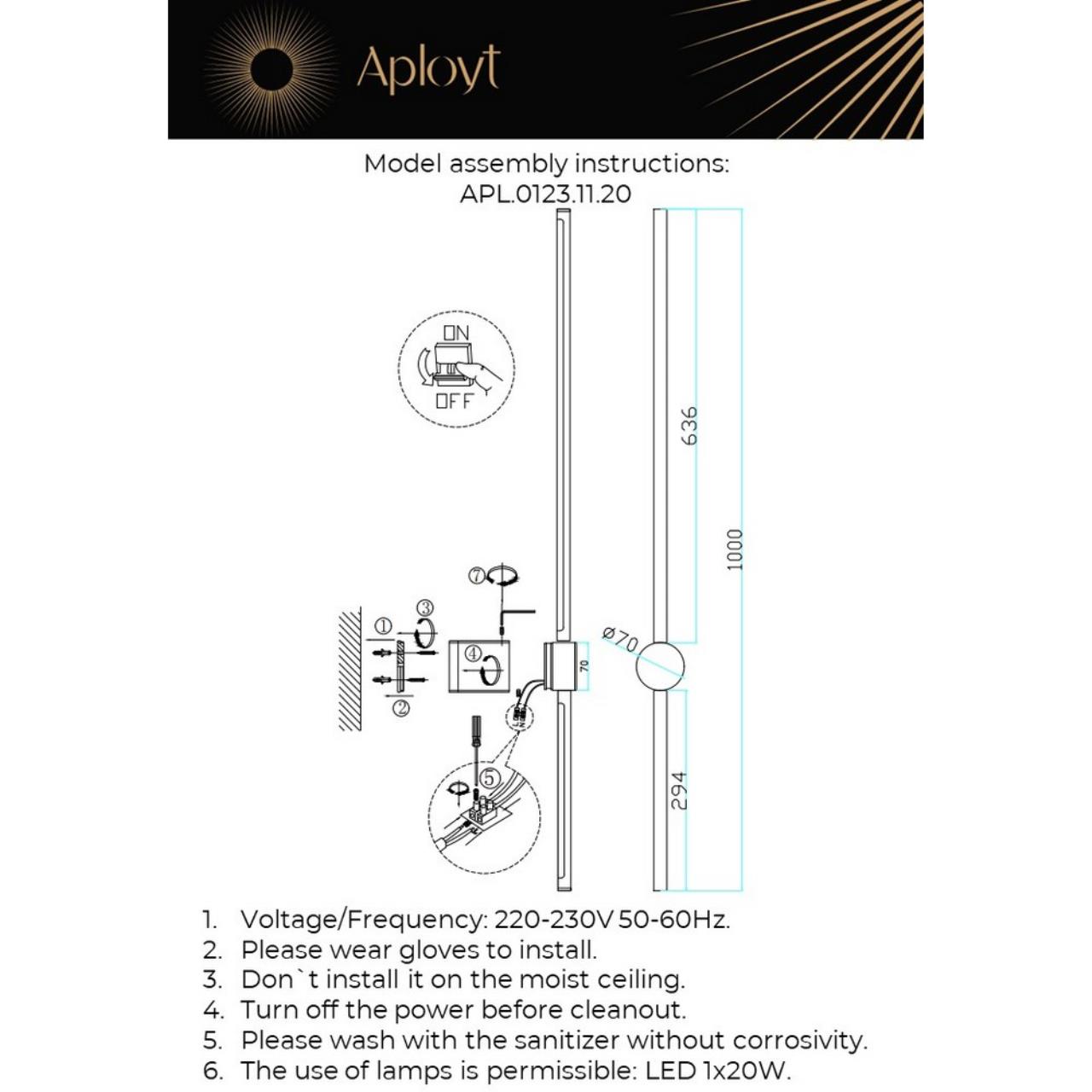 Светильник Aployt GABI APL.0123.11.20, цвет золотистый - фото 9