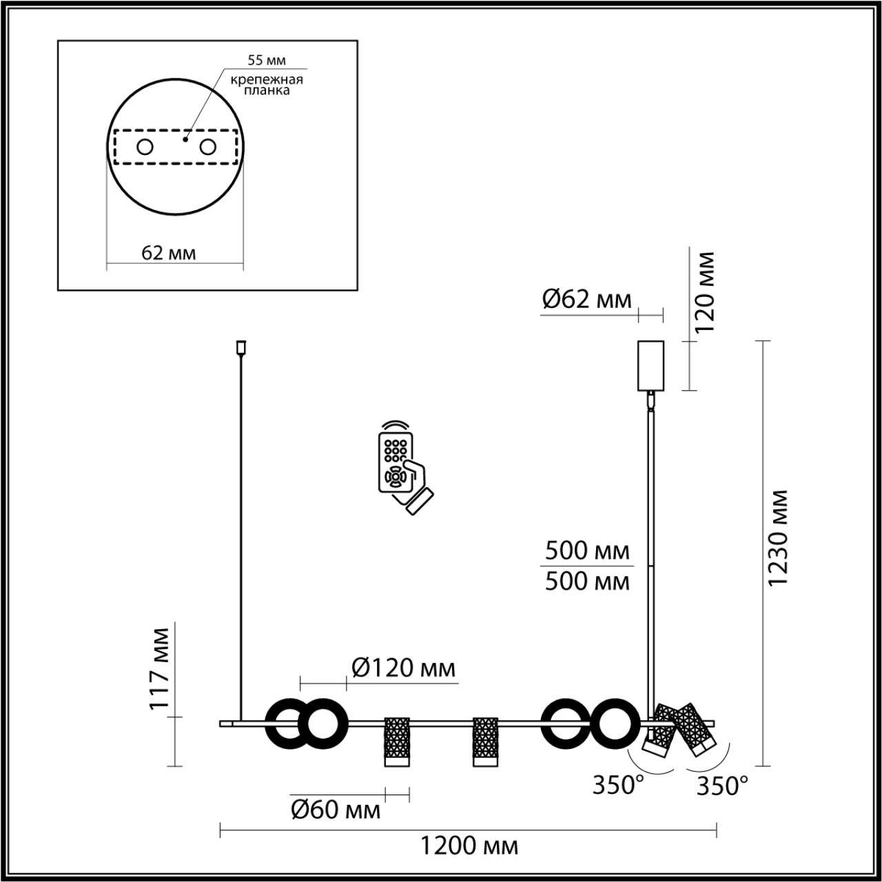 Подвесной светильник Odeon Light HIGHTECH 4354/52L, цвет бронза - фото 5