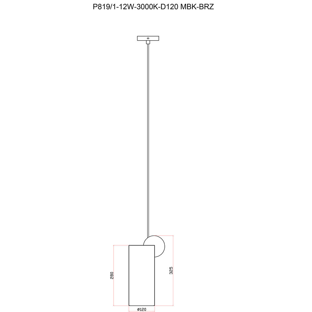 Подвесной светильник iLedex PLAY P819/1-12W-3000K-D120 MBK-BRZ, цвет белый P819/1-12W-3000K-D120 MBK-BRZ - фото 2