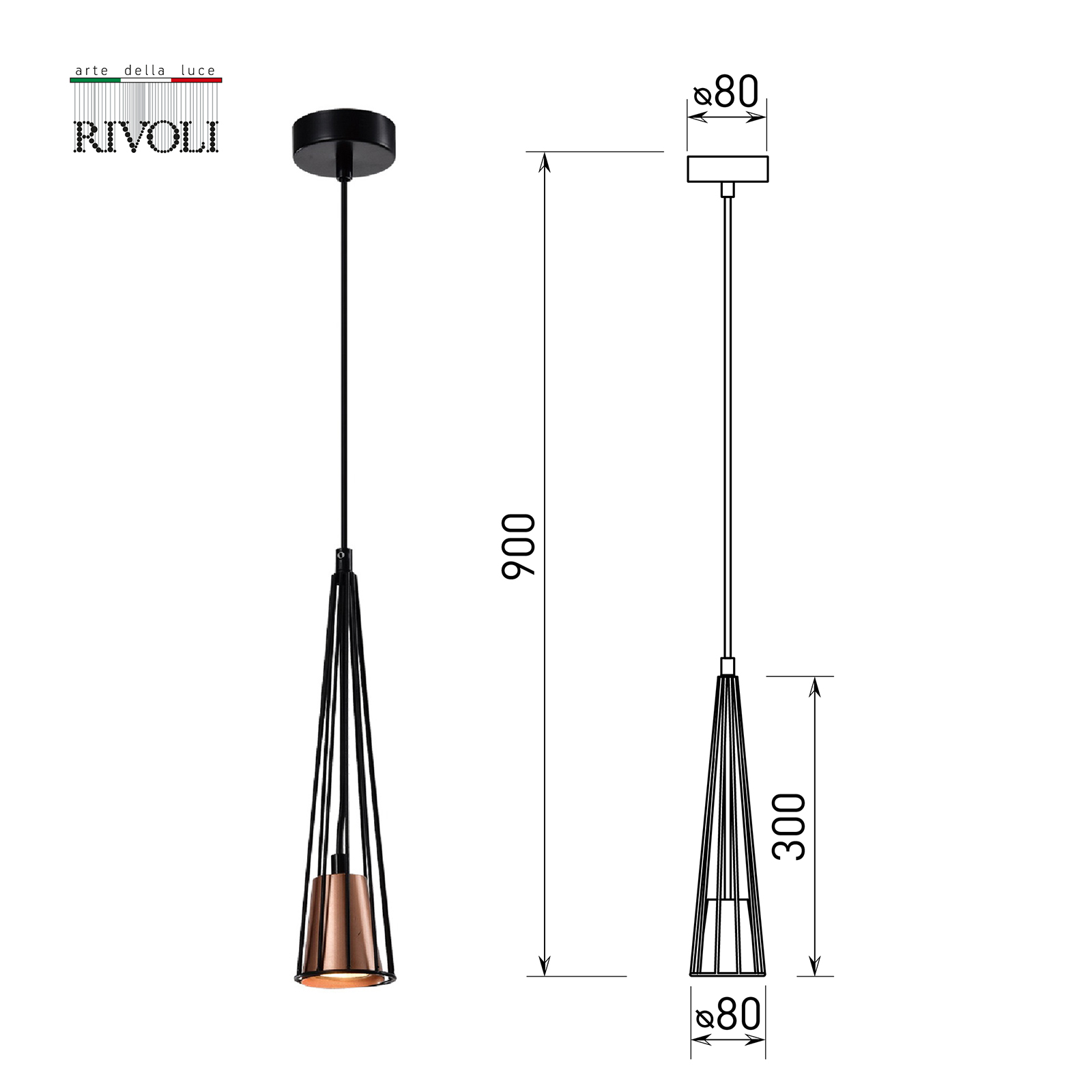 Точечный подвесной светильник Rivoli EMILY 4160-201, цвет медный 4160-201 Б0055018 - фото 3