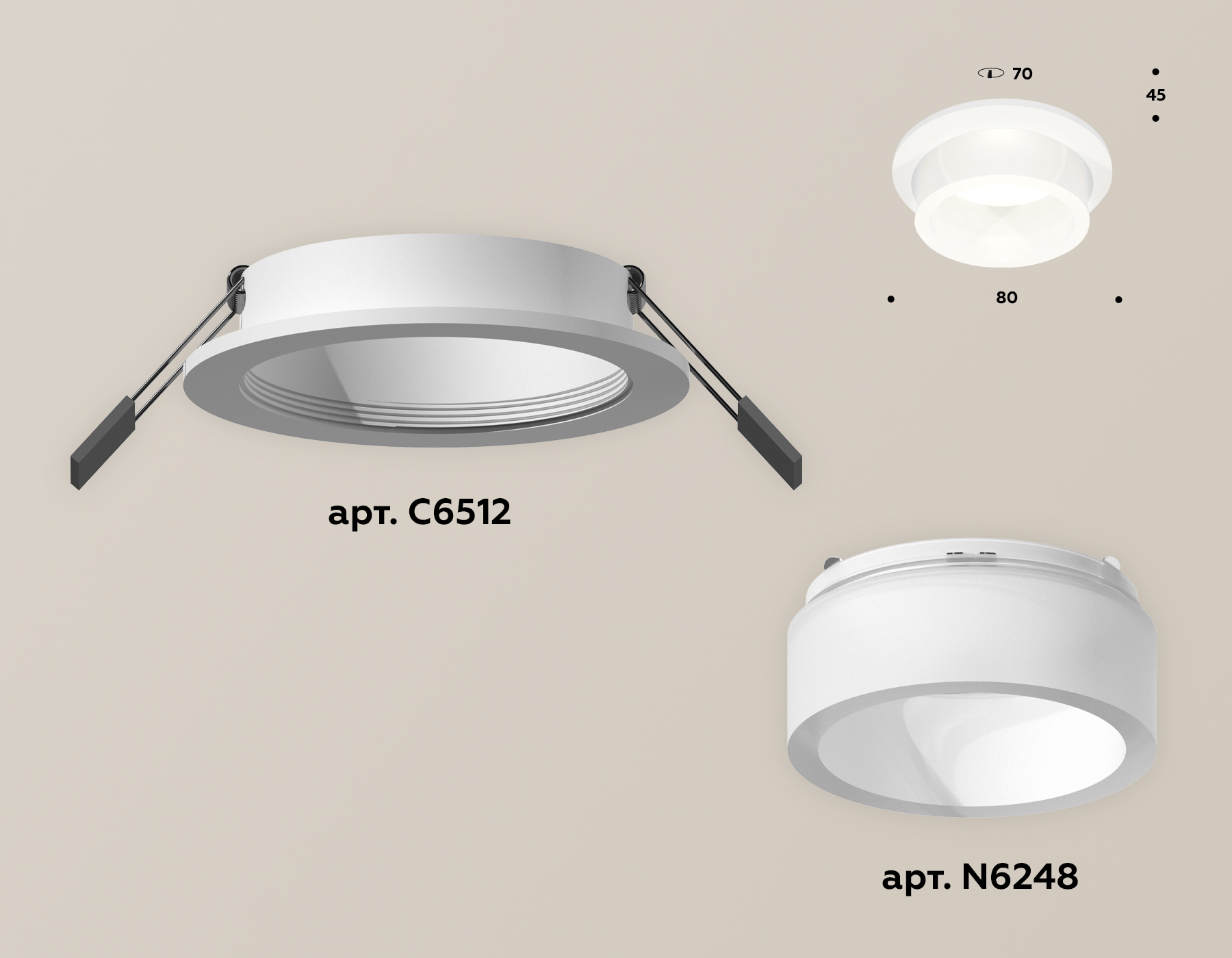 Точечный встраиваемый светильник Ambrella light TECHNO XC6512066, цвет белый;матовый - фото 2
