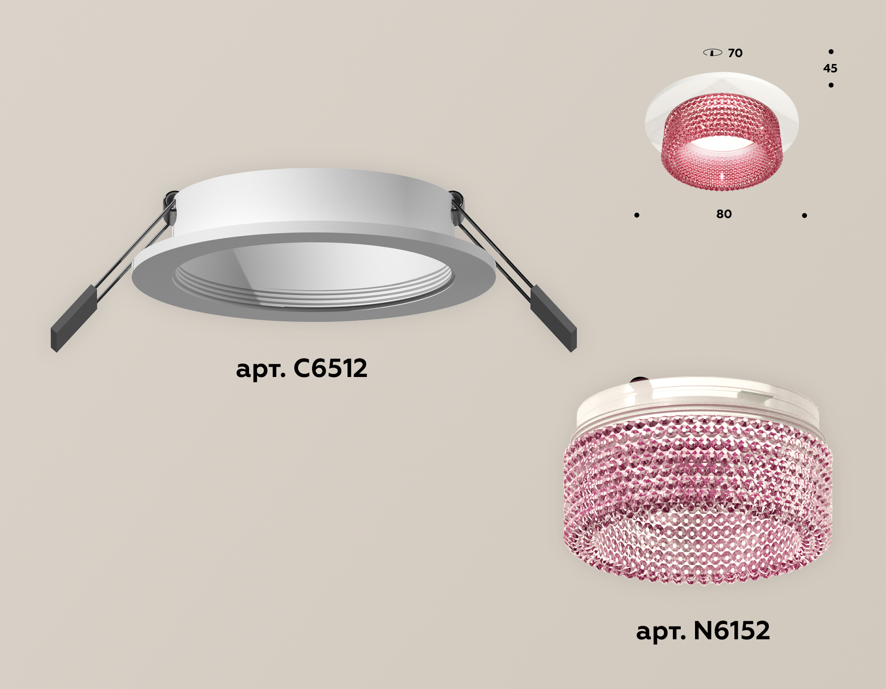 Точечный встраиваемый светильник Ambrella light TECHNO XC6512042, цвет розовый - фото 2