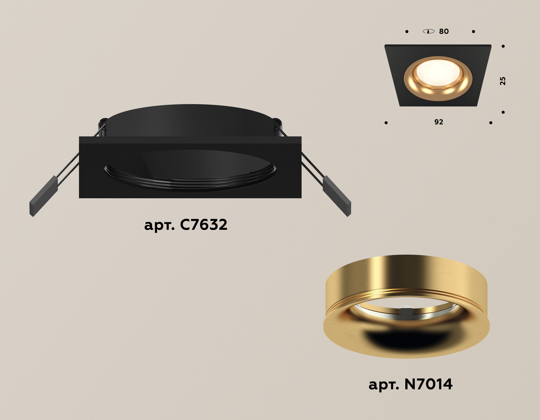 Точечный встраиваемый светильник Ambrella light TECHNO SPOT XC7632005, цвет золотистый - фото 2