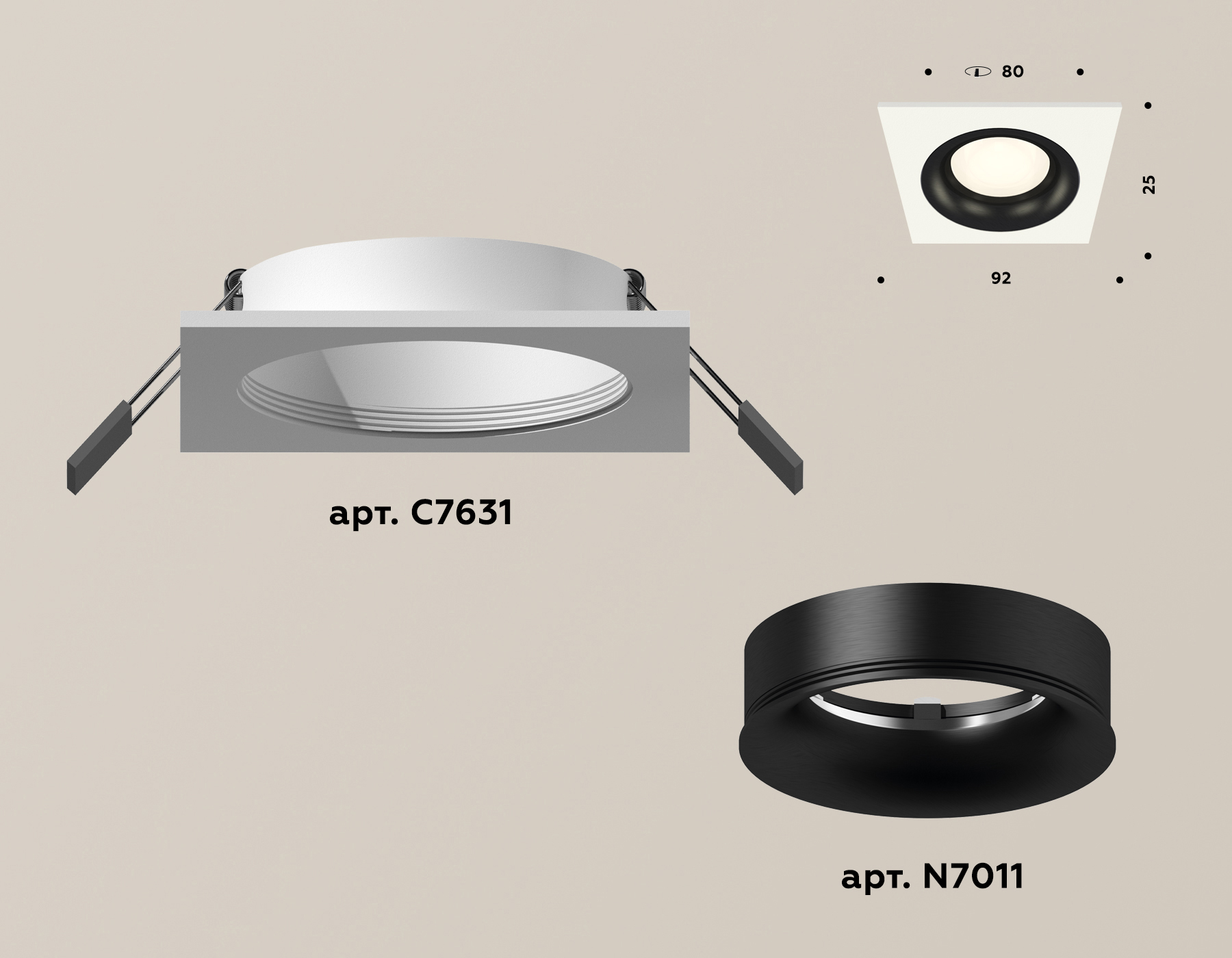 Точечный встраиваемый светильник Ambrella light TECHNO SPOT XC7631002, цвет чёрный - фото 2