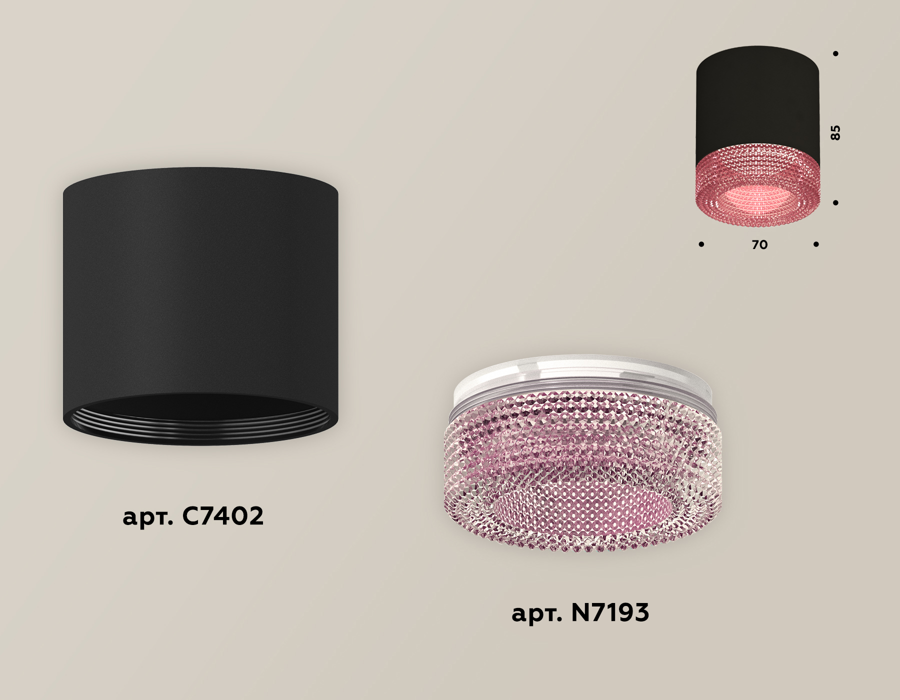 Точечный накладной светильник Ambrella light TECHNO XS7402012, цвет розовый - фото 3