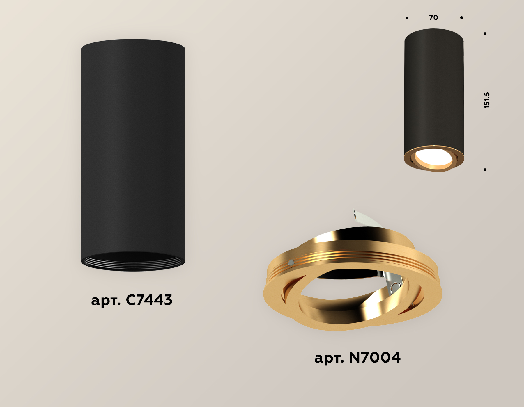 Точечный накладной светильник Ambrella light TECHNO XS7443004, цвет золотистый - фото 2