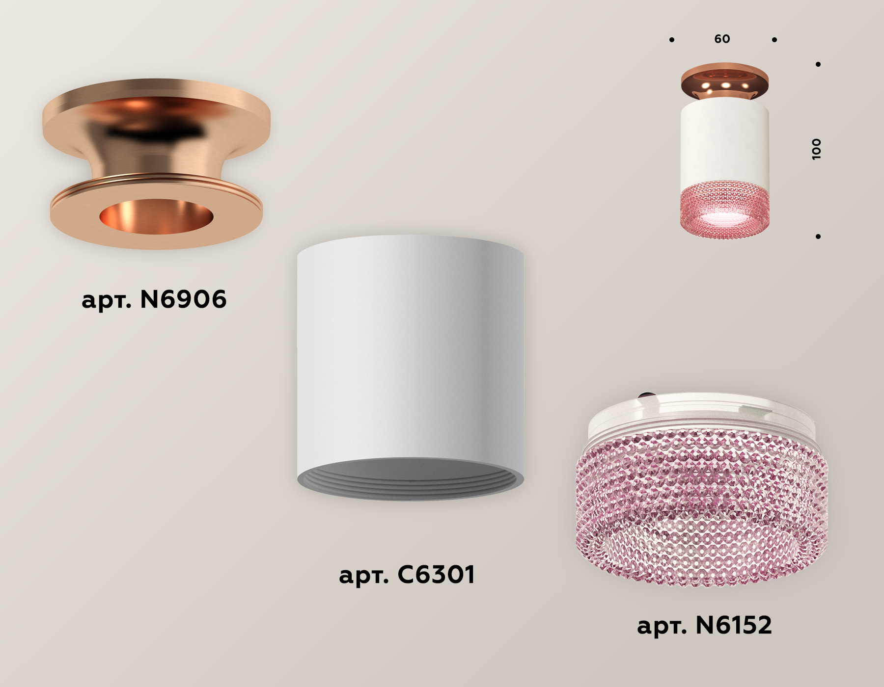 Точечный накладной светильник Ambrella light TECHNO XS6301202, цвет розовый - фото 3