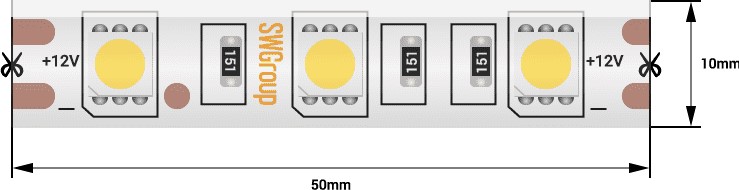 Светодиодная лента 12V 6000-6500K 14,4w/m 5m SWG 009267