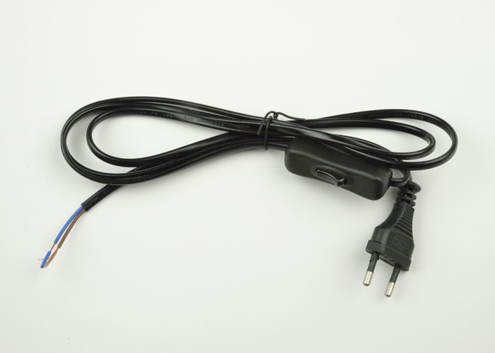 Сетевой шнур с вилкой и выключателем Uniel UL-00004432, цвет черный - фото 1