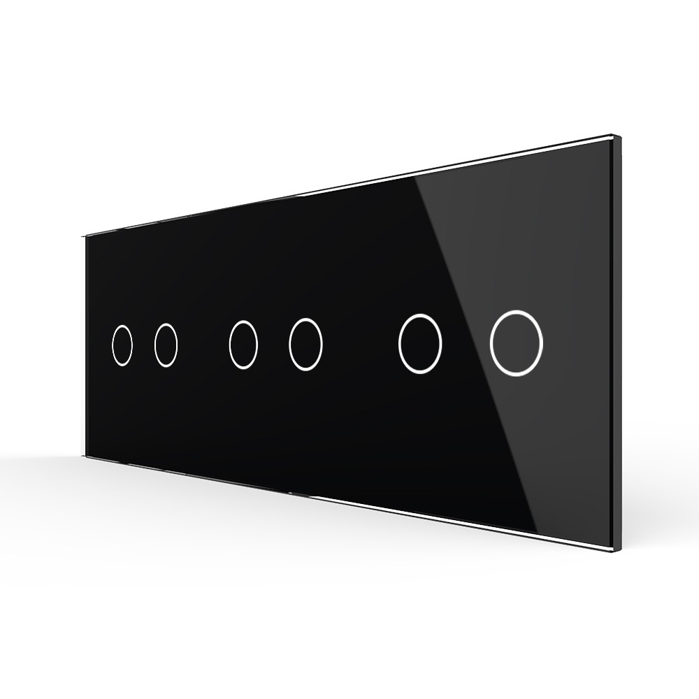 Лицевая панель для трех сенсорных выключателей 6 клавиш Livolo BB-C7-C2/C2/C2-12, цвет черный BB-C7-C2/C2/C2-12 - фото 1
