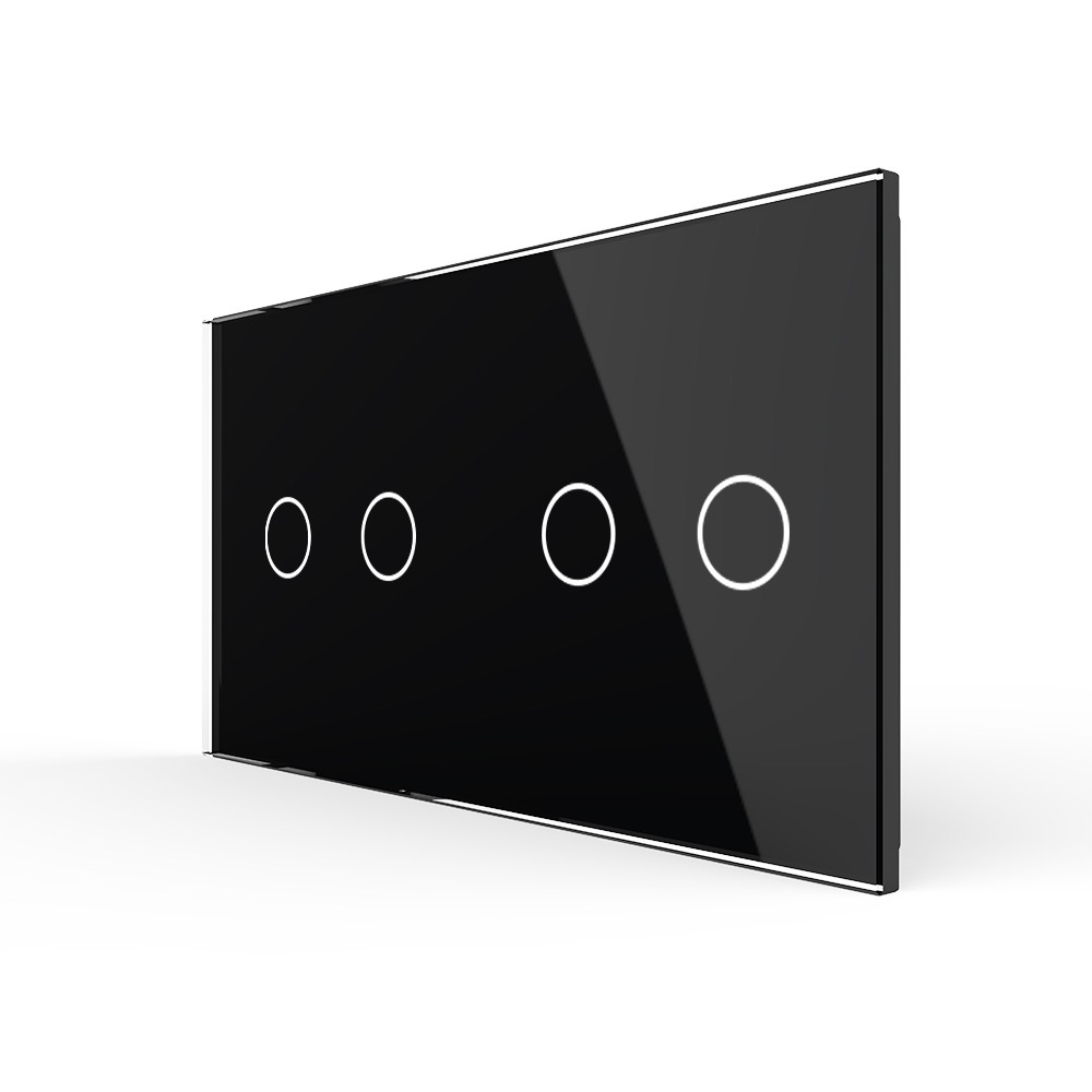 Лицевая панель для двух сенсорных выключателей 4 клавиши Livolo BB-C7-C2/C2-12, цвет черный BB-C7-C2/C2-12 - фото 1