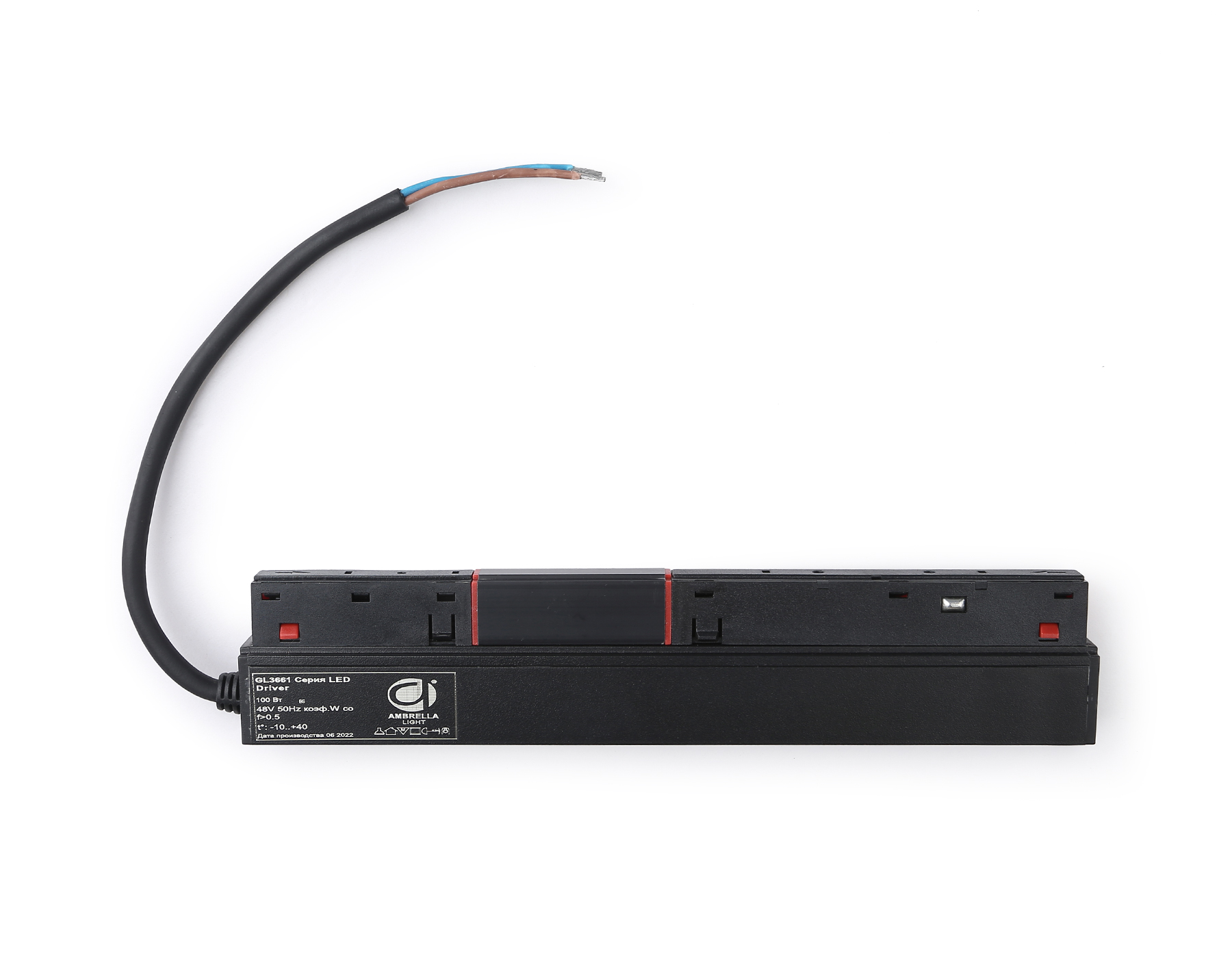 Блок питания внутренний с вводом питания для магнитного шинопровода Ambrella light TRACK SYSTEM GL3661, цвет черный - фото 1