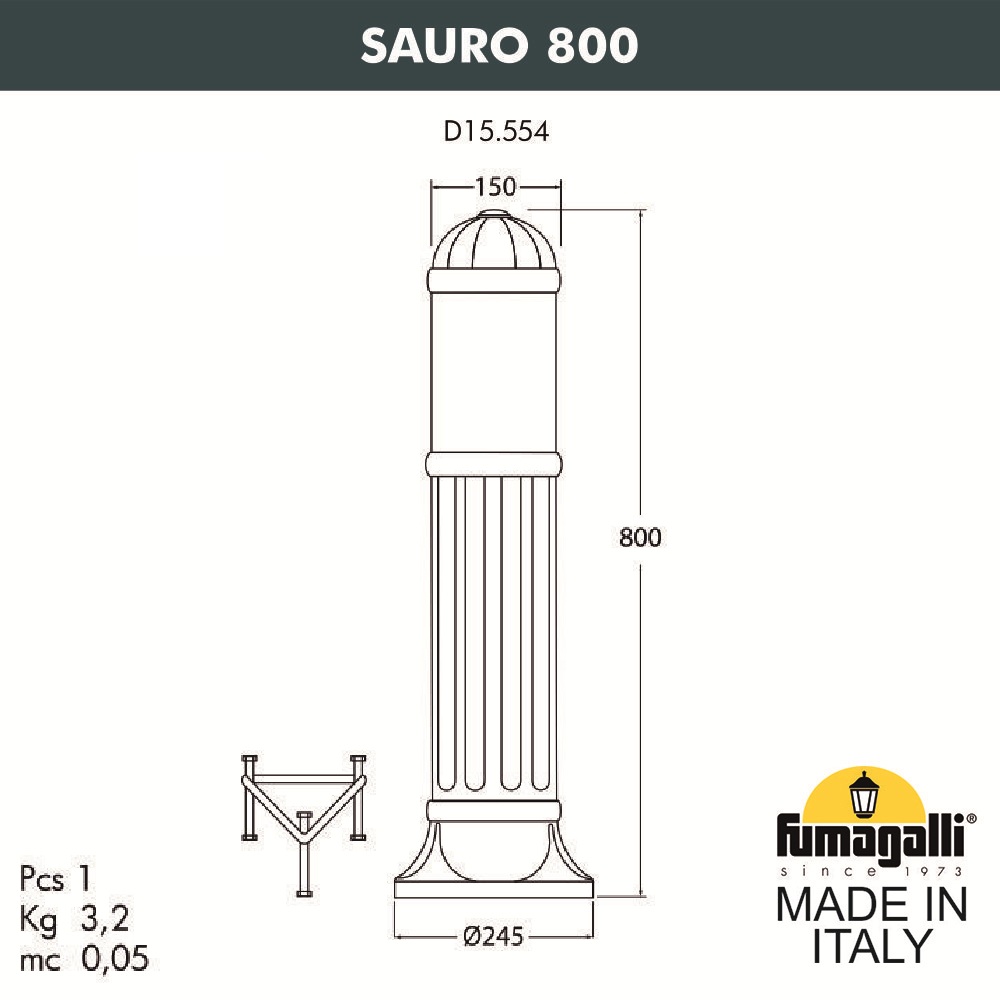 Ландшафтный светильник Fumagalli SAURO D15.554.000.BXF1R.FRA - фото 4