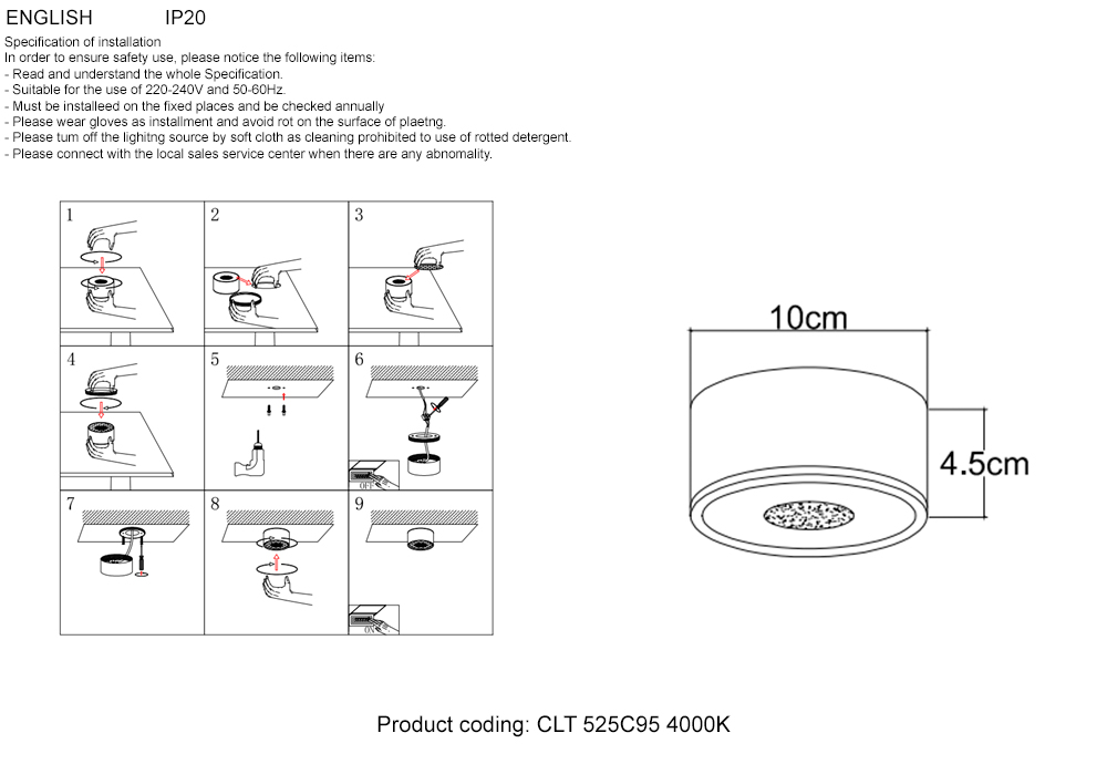 Точечный накладной светильник Crystal Lux CLT 525C95 BL 4000K, цвет прозрачный - фото 5