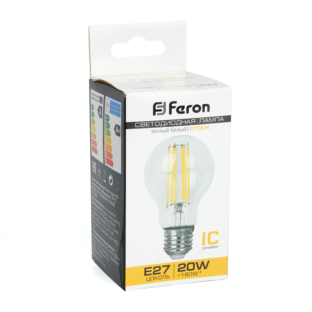 Светодиодная лампа Feron A60 20W 1750lm 2700K E27 38245, цвет теплый - фото 2