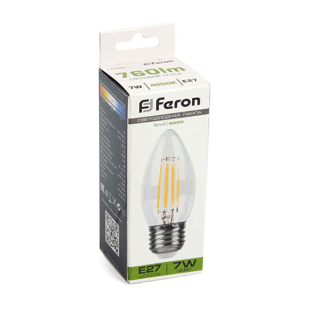 Светодиодная лампа Feron Свеча 7W 760lm 4000K E27 38271, цвет нейтральный - фото 6