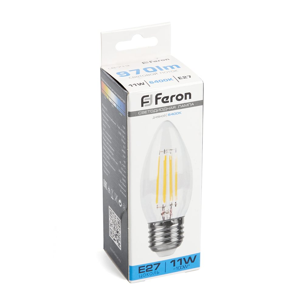 Светодиодная лампа Feron Свеча 11W 970lm 6400K E27 38274, цвет холодный - фото 6