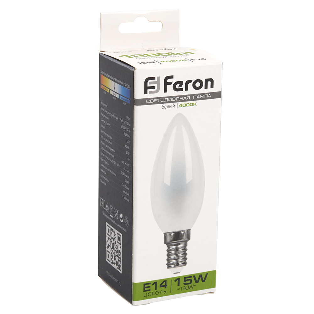Светодиодная лампа Feron Свеча 15W 1280lm 4000K E14 38257, цвет нейтральный - фото 4