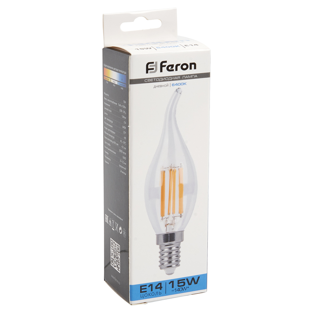 Светодиодная лампа Feron Свеча на ветру 15W 1340lm 6400K E14 38264, цвет холодный - фото 5